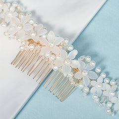 Flower & Pearl Hair Comb Vintage Hair Clip Bridal Wedding Accessory