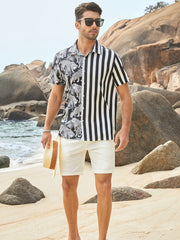 Flamingo Stripe High Stretch Short Sleeve Hawaiian Shirt