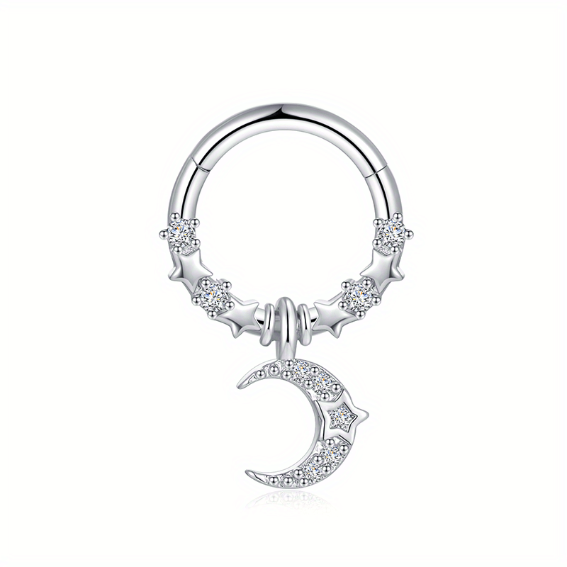 Zircon Inlaid Septum Nose Ring Body Piercing Jewelry