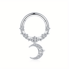 Zircon Inlaid Septum Nose Ring Body Piercing Jewelry