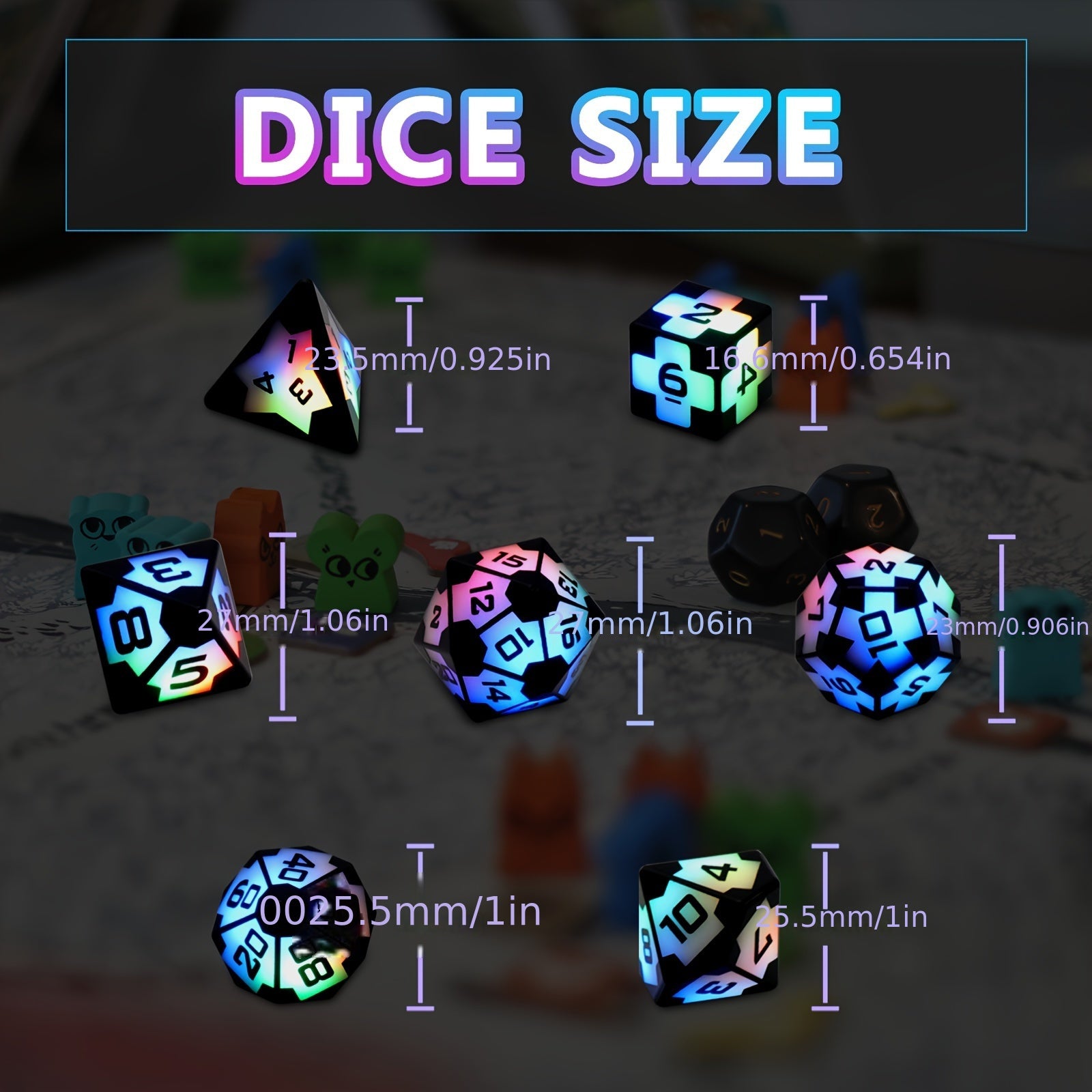 7pcs Strobe LED Rechargeable Dice Set w/ Charging Case - 3 Colors