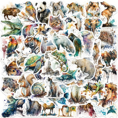 50pcs Waterproof Animal Stickers Cat Dog Tropical Rainforest Vinyl Stickers