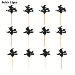 12pcs Halloween Witch Cake Topper for Kids Birthday Cake Decor