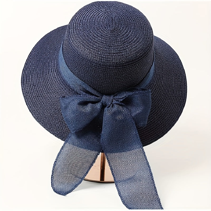 Wide Brim Bowknot Sun Hat Straw Bucket Hats for Women Summer Outdoor