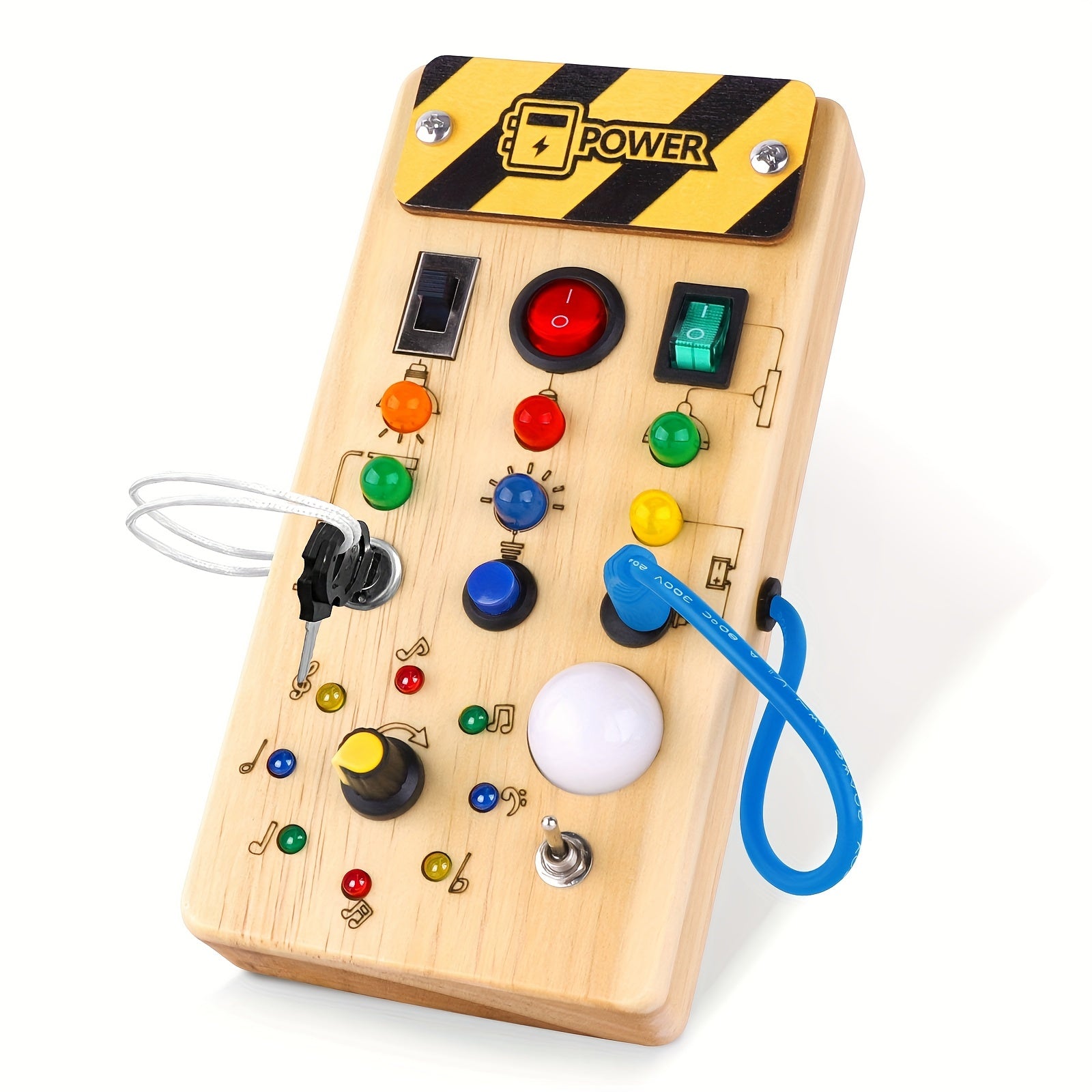 8 LED Light Switches Sensory Toy Montessori Busy Board For Toddlers 1+