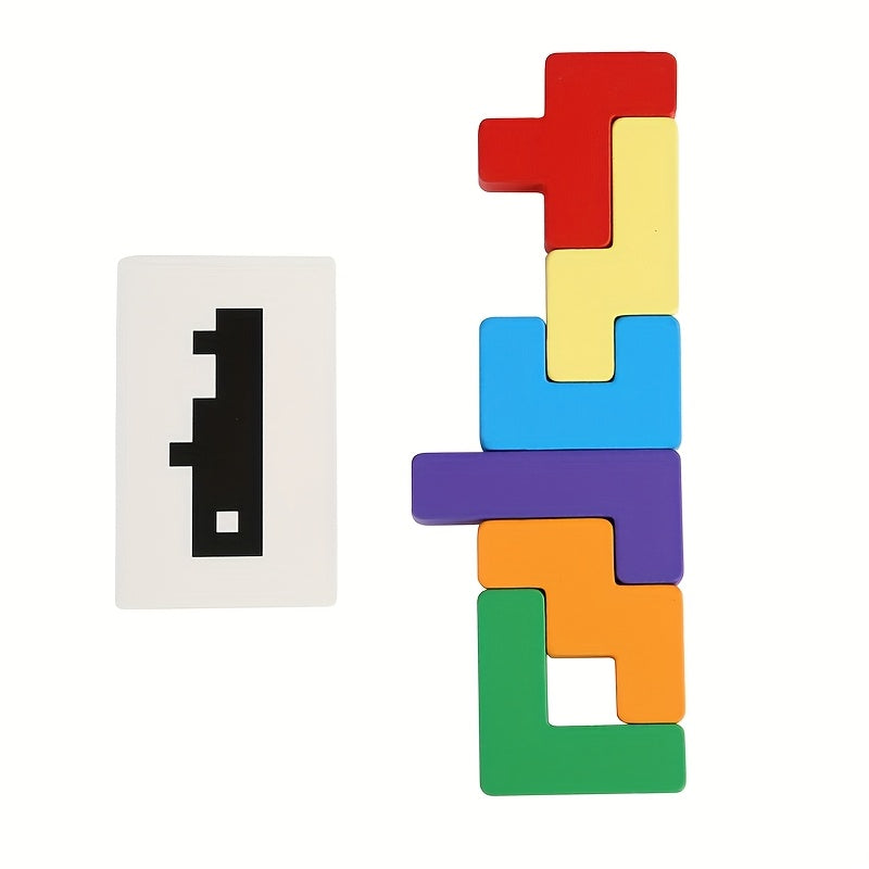 3D Wooden Shadow Matching Puzzle Colorful Cube Brain Teaser