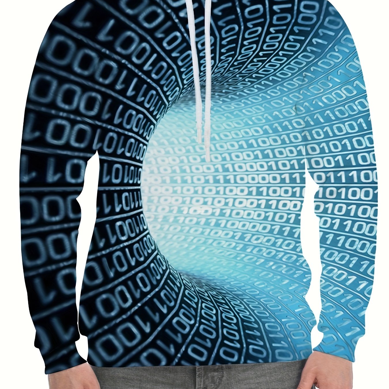 Optical Vision Number Data 3D Print Hoodie for Men