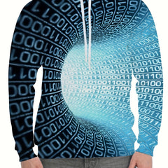 Optical Vision Number Data 3D Print Hoodie for Men