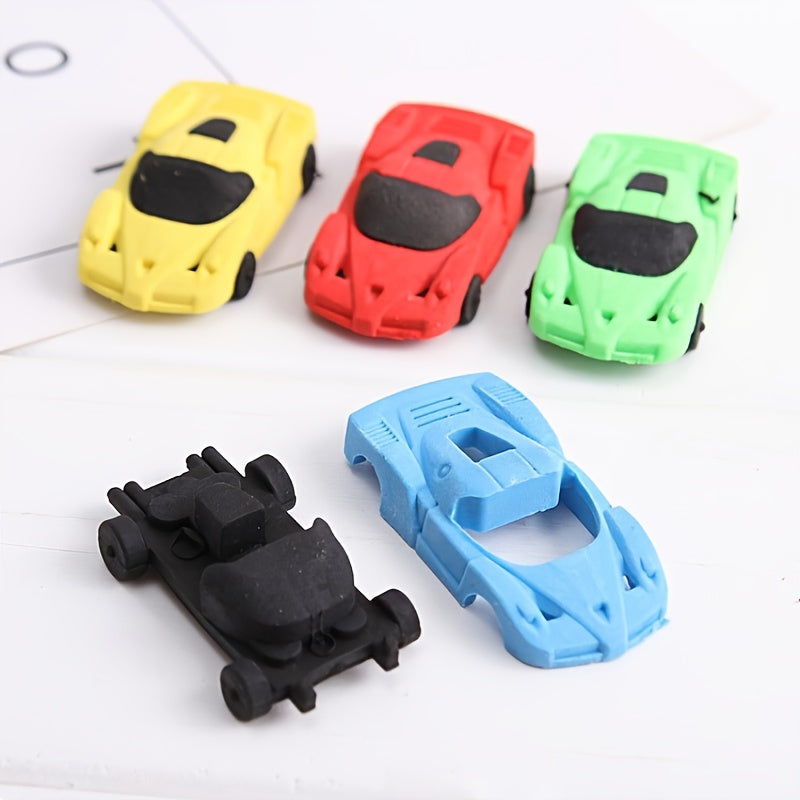 6pc Racing Car Erasers Mini Sports Car Shaped Pencil Erasers School Supplies
