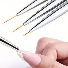 3pcs Nail Drawing Pen Fine Metal Rod Nail Art Pen Brush Set