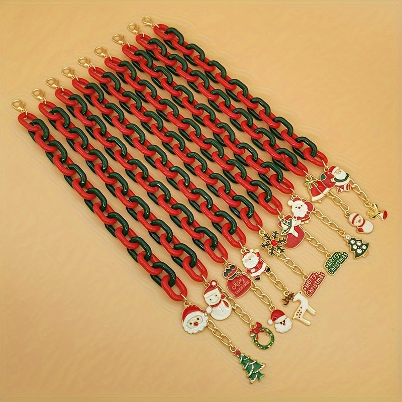 Christmas Bracelet Snowflake Elk Pendant Adjustable Chain Bracelet