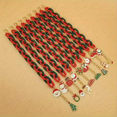 Christmas Bracelet Snowflake Elk Pendant Adjustable Chain Bracelet