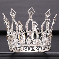 Crystal Tiara Crown Colorful Round Queen Diadems Wedding Hair Accessory