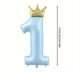 1st Birthday Decorations Number 1 Balloons Prince Princess Crown First Year
