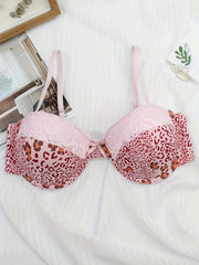 Leopard Print Lace Push Up Bra Women's Lingerie