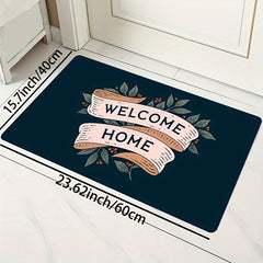 Letter Art Area Rug Leaf Pattern Washable Floor Mat for Bedroom Living Room