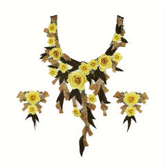 3pcs 3D Lace Embroidery Cloth Patch Collar Applique Set