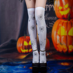 Halloween Spider Web Print Socks Punk Over The Knee Stockings