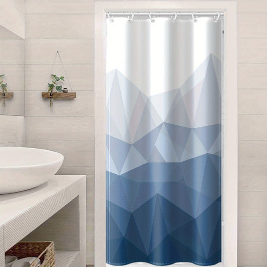 Gradient Geometric Shower Curtain Waterproof Polyester Bath Curtain with Hooks