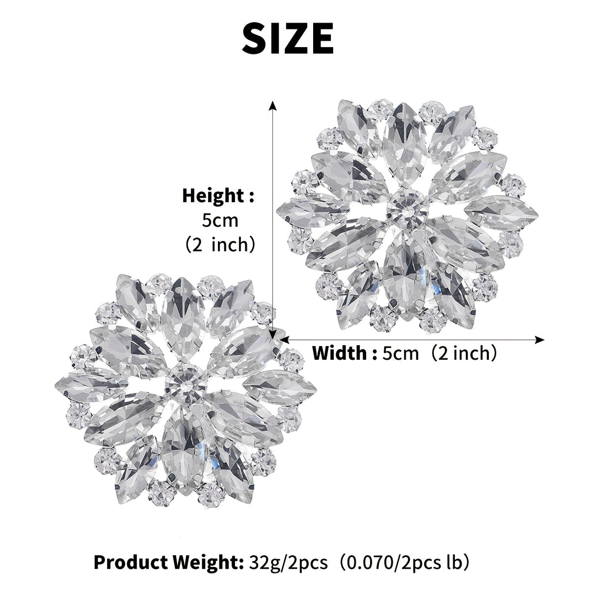 Rhinestone Shoe Buckles Removable Flowers DIY Shoe Clips Wedding Party