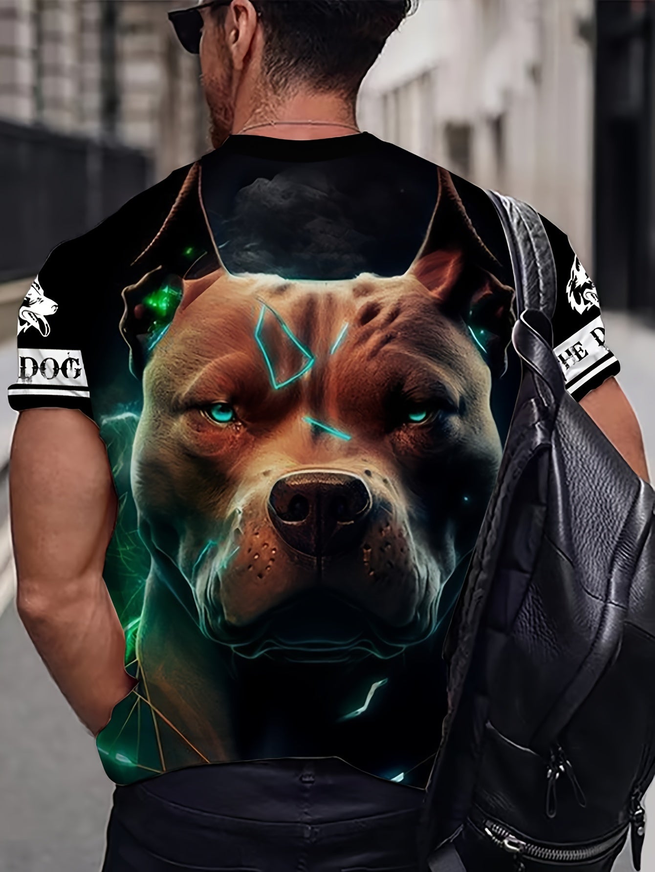 Dog Head Graphic Print Men's Novelty Short Sleeve Street Style T Shirt
