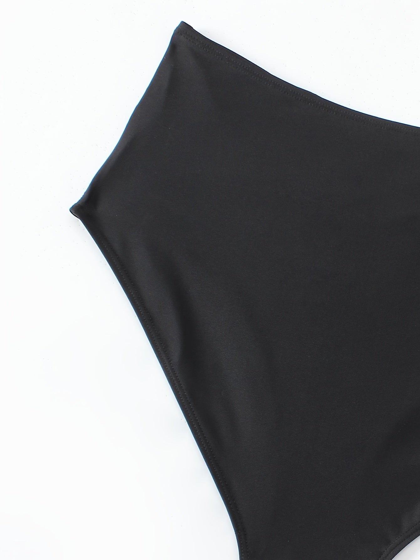 Solid Cross Front Ruched Tummy Control High Rise Swim Panty