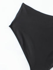 Solid Cross Front Ruched Tummy Control High Rise Swim Panty