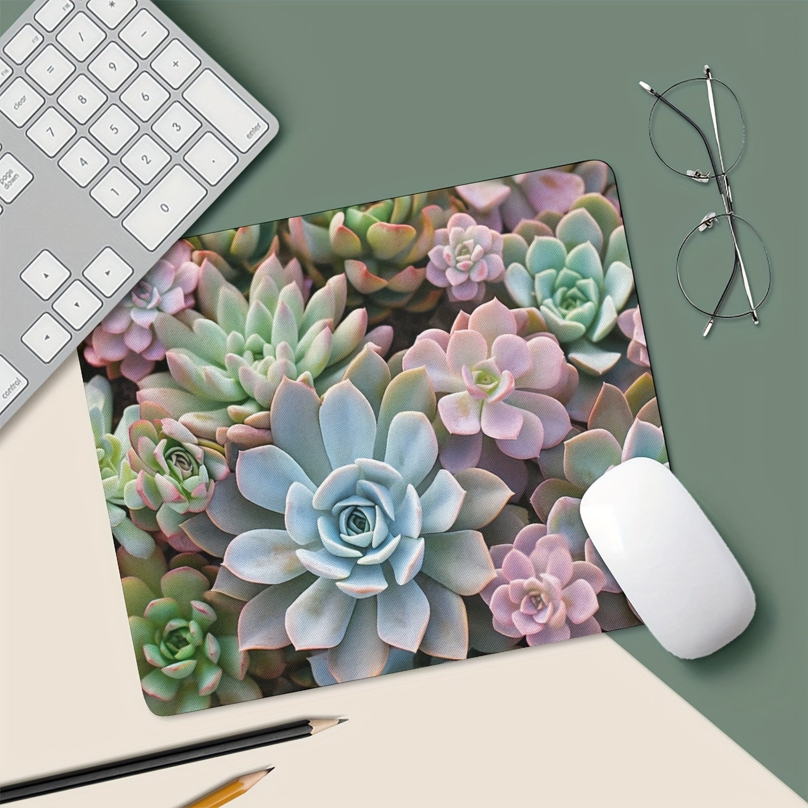 Succulents Mouse Pad Anti Slip Rubber Base Wireless Mouse Pads