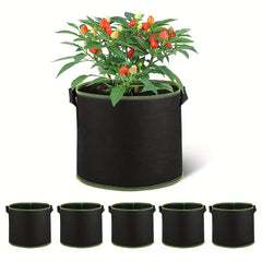 5 Pack Plant Grow Bags Heavy Duty Container Nylon Handles Garden Gardening