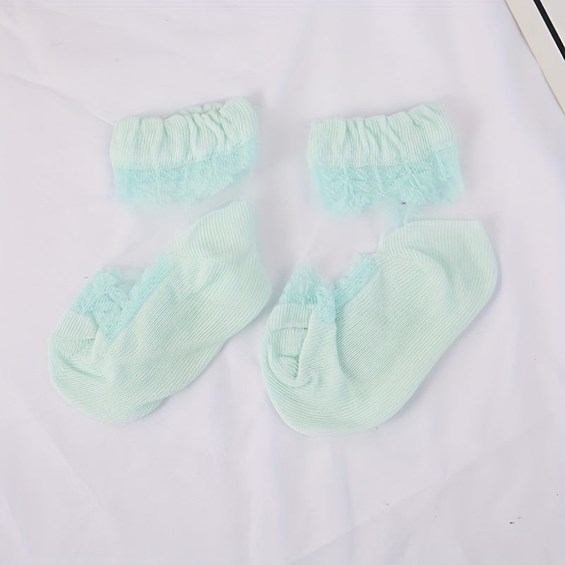 5pairs Girls Casual Lace Ruffled Socks Colorful Thin Breathable Summer