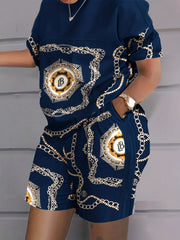 Chain Print Tee & Shorts 2 Piece Set