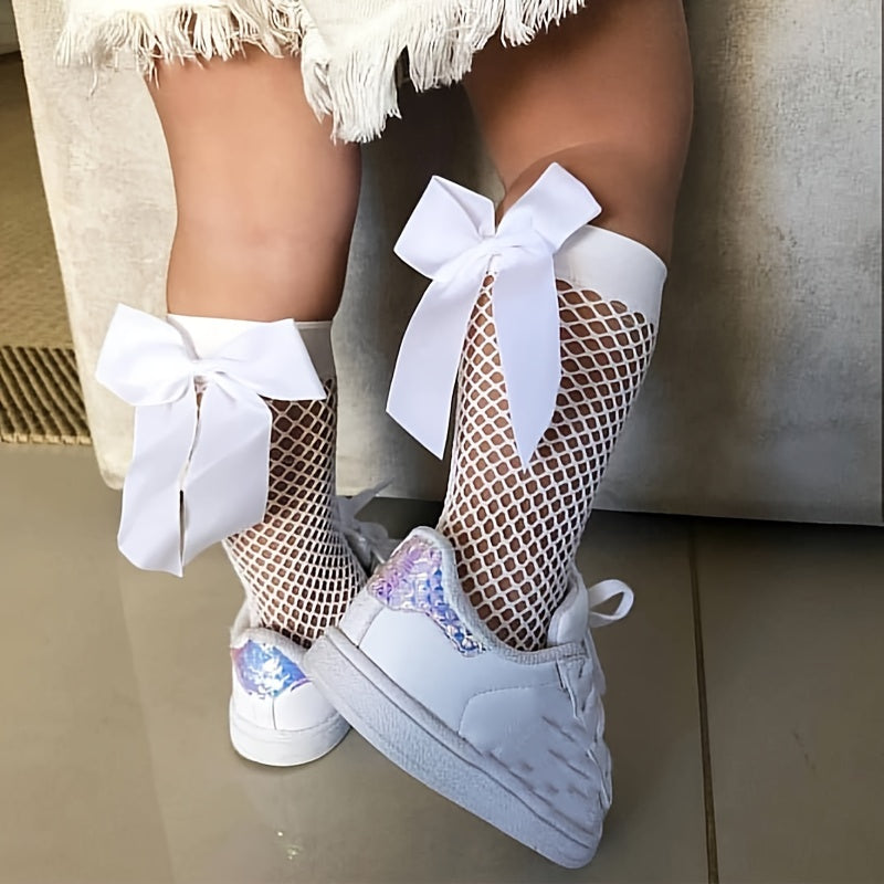 Girls Bowknot Fish Net Socks for Kids