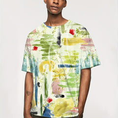 Men's Graffiti Print T-shirt - Creative Design, Casual Fit, Short Sleeve Tee