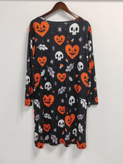 Halloween Dress Women's Skull & Heart Pumpkin Print Tee