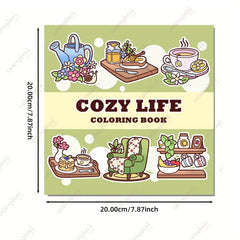 Cozy Life Adult Coloring Book - 22 Pages Mixed Paper - Unique Cover Designs