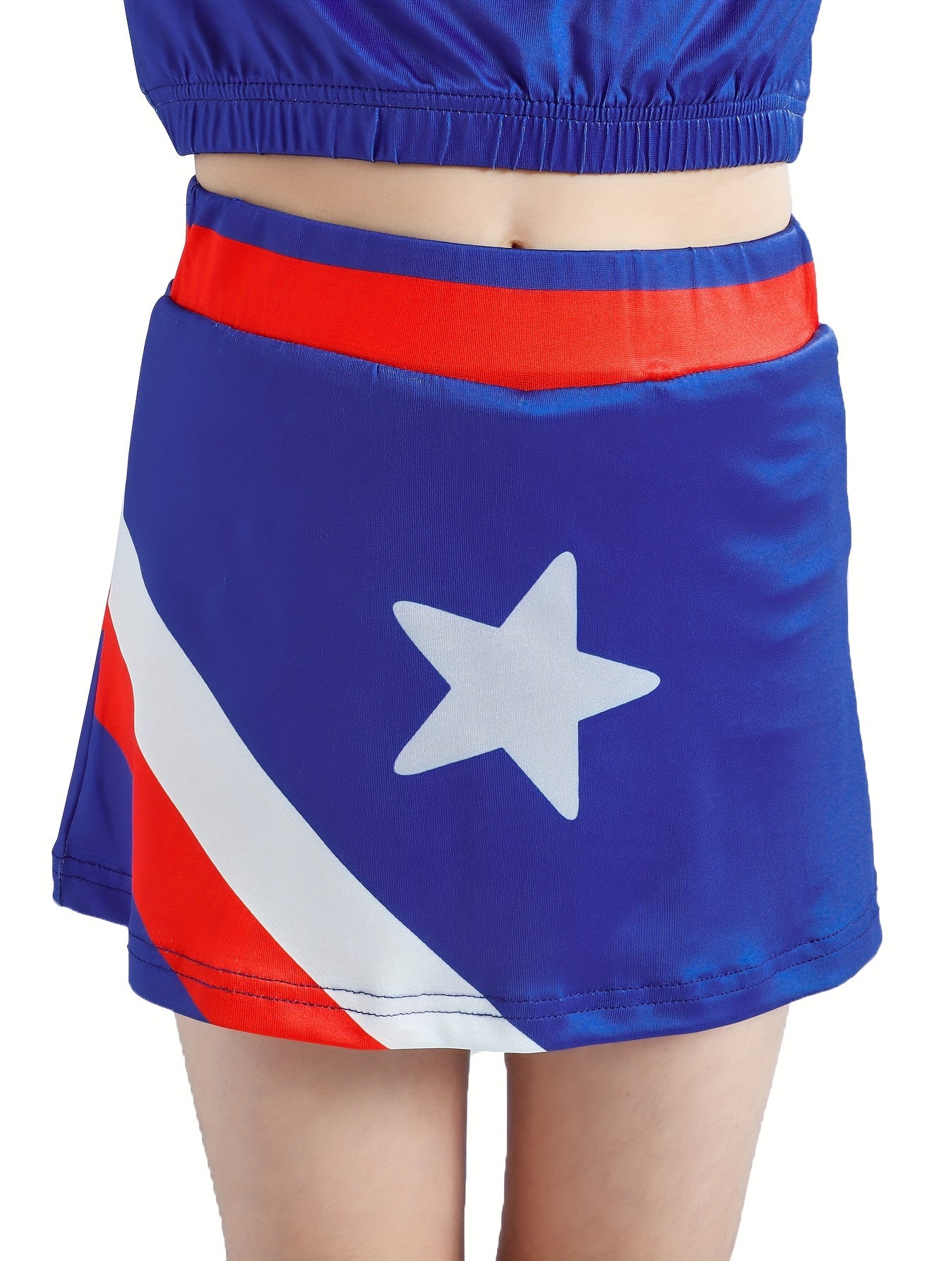 Girls Splicing Star Graphic Cheerleading Outfits For Sports Performance