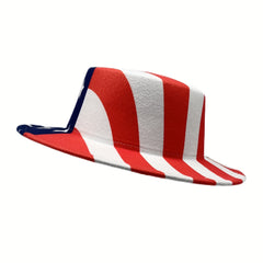 Unisex Independence Patriotic Fedora Cap Flat Brim Top Hat