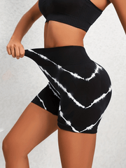 Seamless Tie Dye Yoga Shorts High Waisted Elastic Butt Lifting Sports