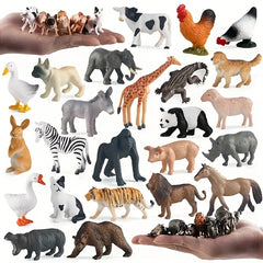 24pcs Animal PVC Figurines Set Jungle Safari Playset Tiger Lion Elephant Giraffe