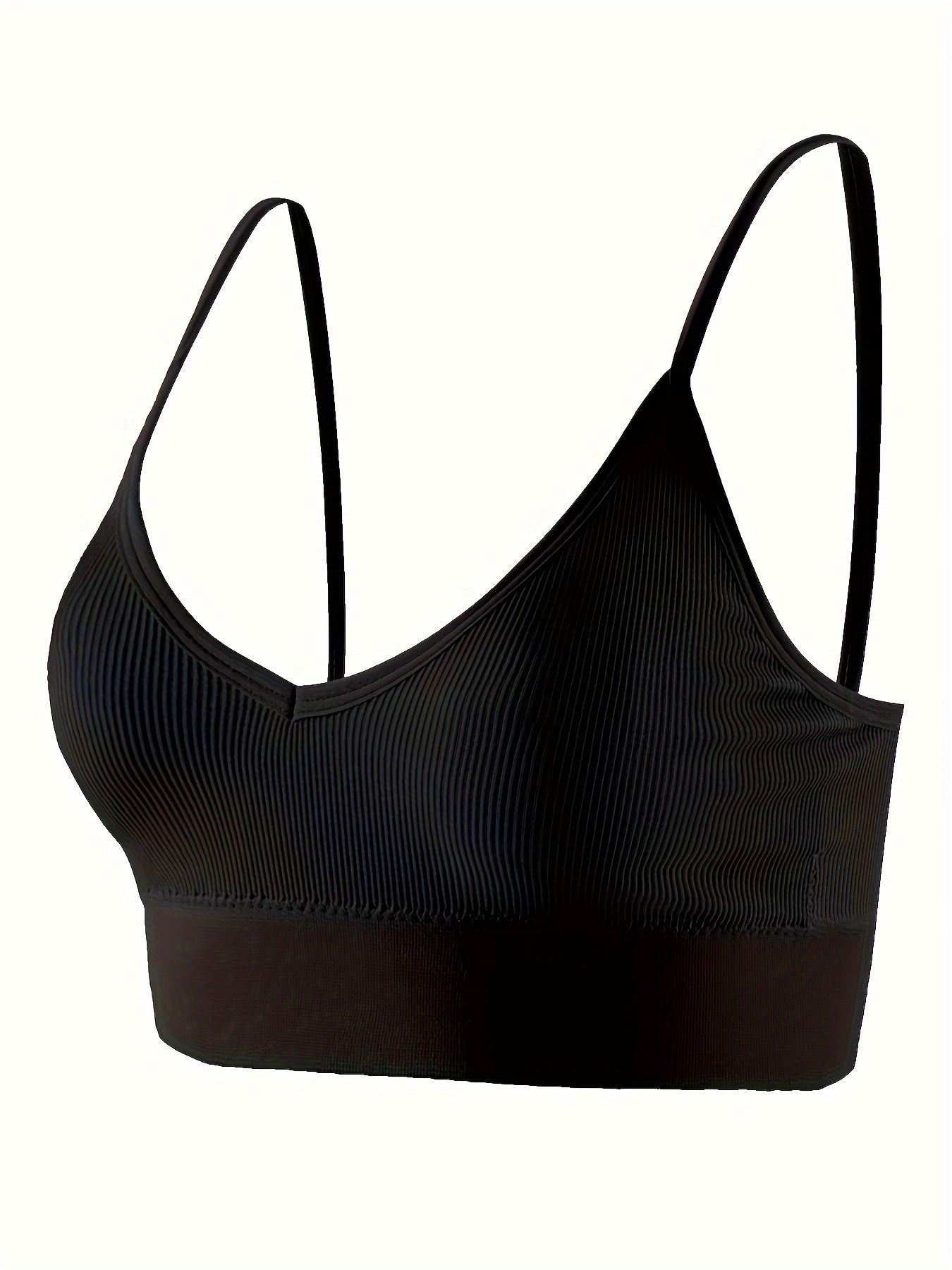 3pcs Spaghetti Strap Sports Bra V Neck Yoga Top