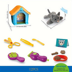 Interactive Pet House Playset for Kids Home Pretend Play Toy Gift Boys Girls