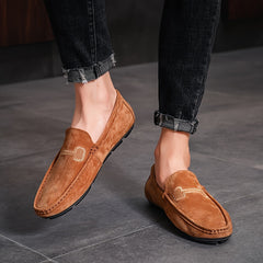 Men's Loafer Shoes with Stitching Details, Rubber Sole, Flat Heel
