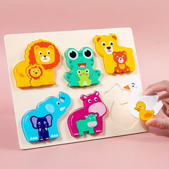 Wooden 3D Buckle Puzzle for Baby's Early Education