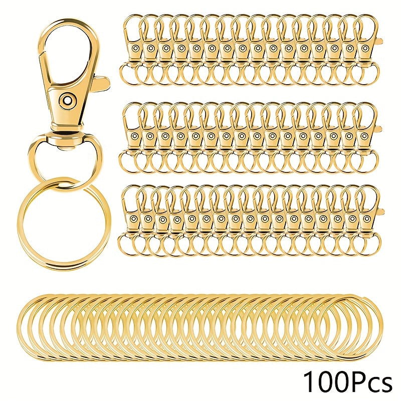 100pcs Swivel Hooks Metal Key Chain Key Hanger Backpack Hanging Buckle