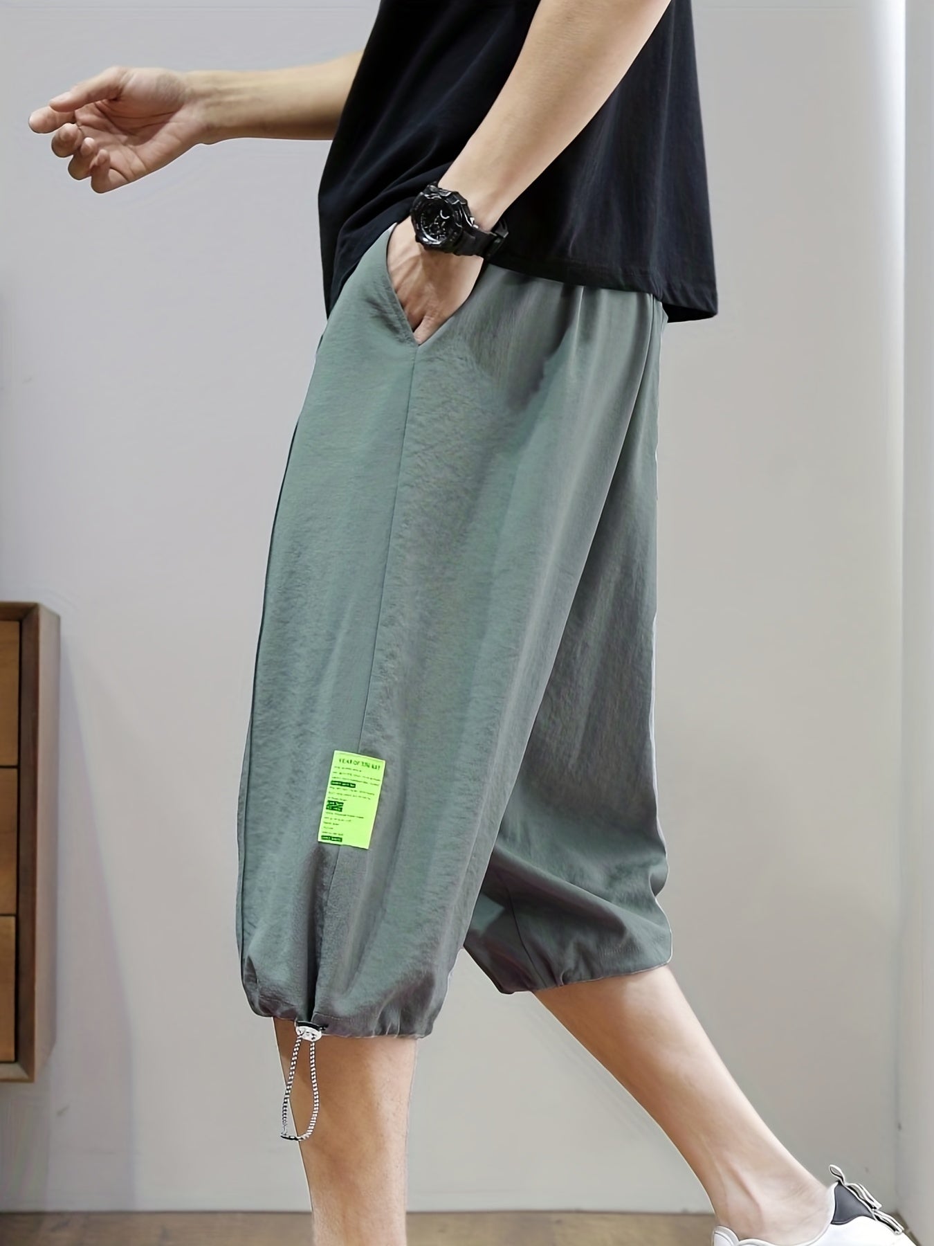 Men's Breathable Drawstring Waist Shorts Long Length Casual Summer