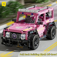 BRZXPROE 485pcs Pink 3D Car Model Building Blocks Off Road Adventure Toy