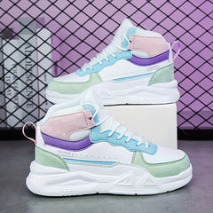 Kids Solid Skate Shoes Comfy Platform Sneakers For School