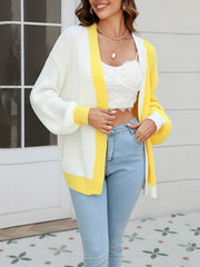 Colorblock Lantern Sleeve Cardigan