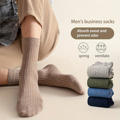 Men's Solid Casual Mid-calf Socks for Business Wear