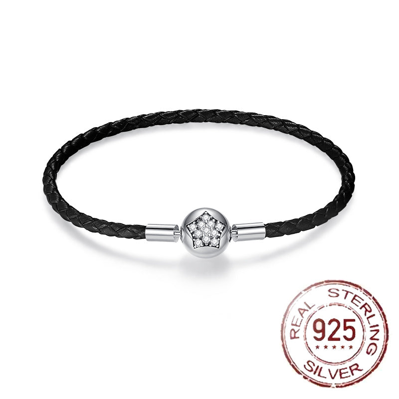 S925 Silver Star Charm Bracelet for Girls Family Friends Kids